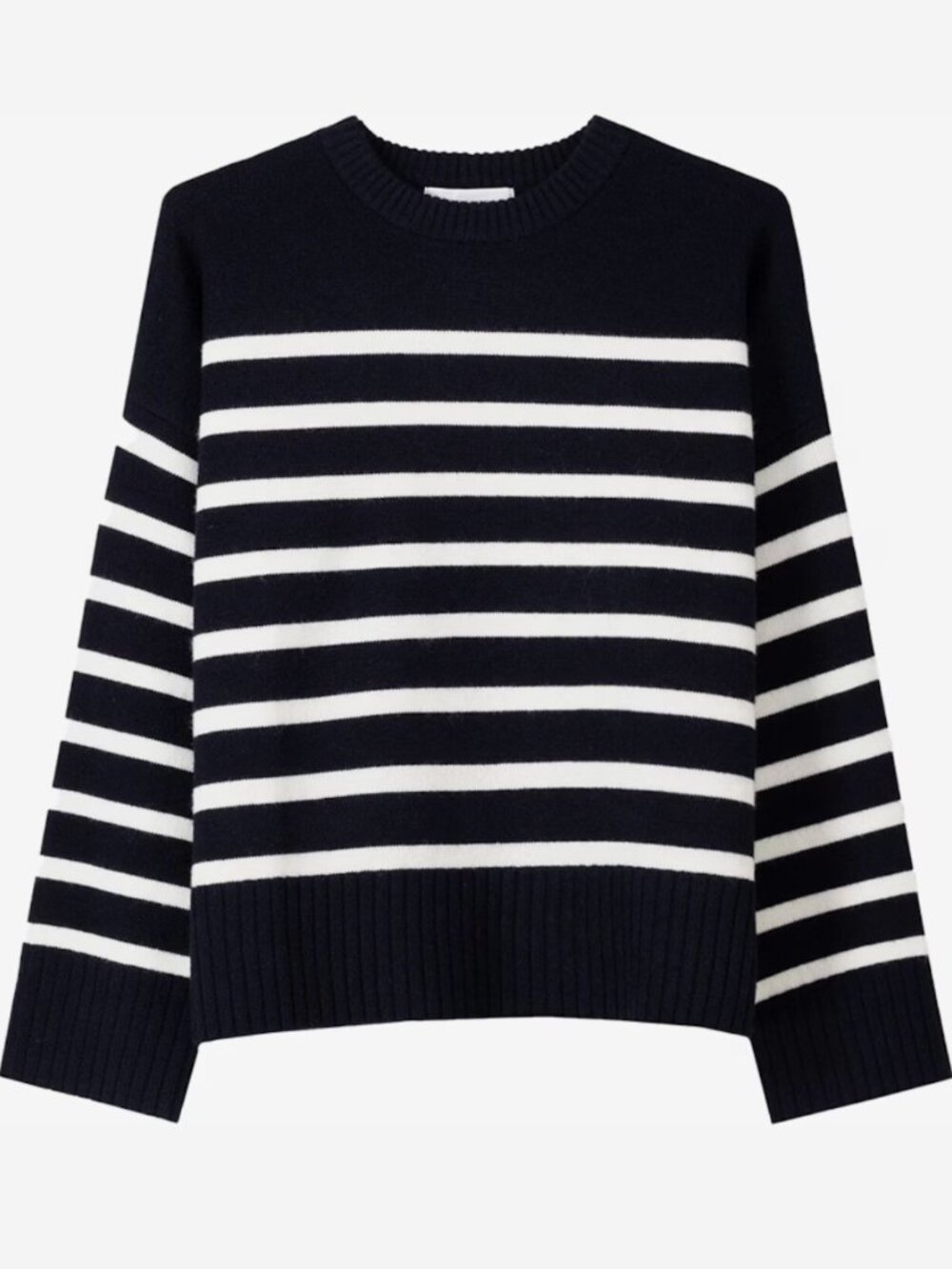 Bershka Pullover Sweater Blu Scuro Navy White Striped Wool Blend